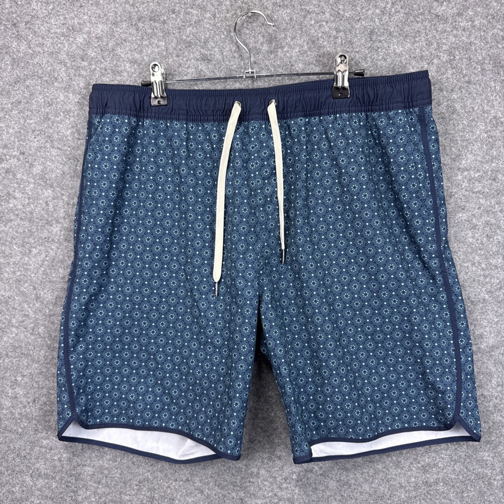 Fair Harbor Mens XL Navy Blue Geometric Tile Print Board Shorts Swim Trunks